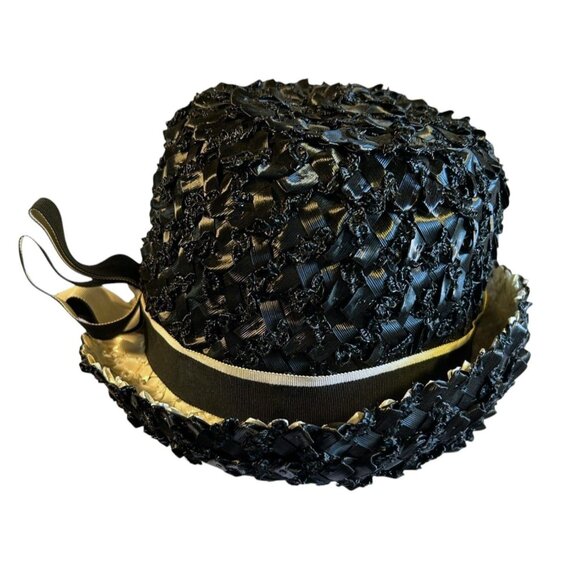 Vintage Rumak Millinery Womens Ribbon & Straw Cloche Hat With Bow - Picture 10 of 12